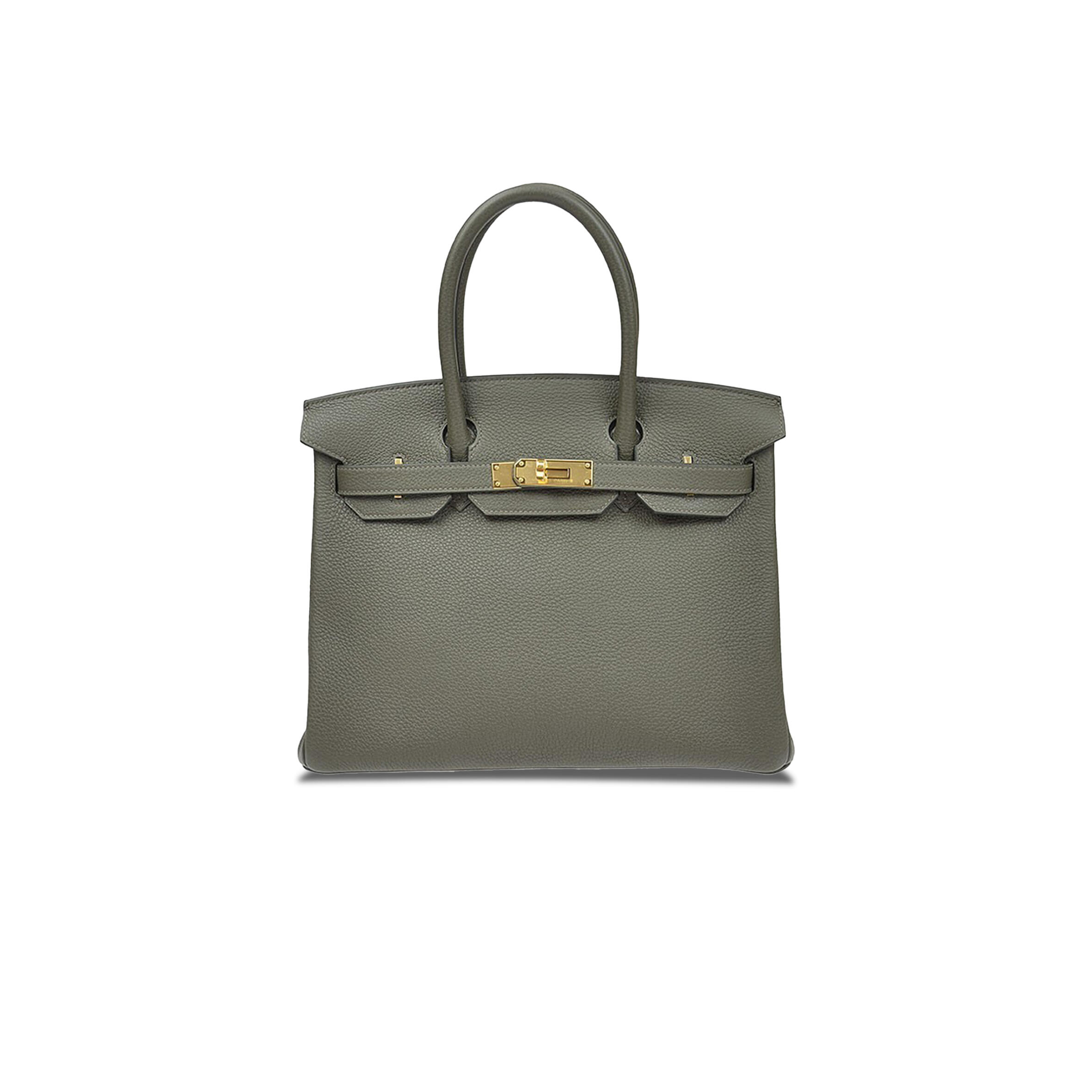 H**me5 BIRKIN 30 TOGO LEATHER ALMOND GREEN GOLD BUCKLE HANDBAG BK30C6TGGP (30*23*15cm) Master Quality